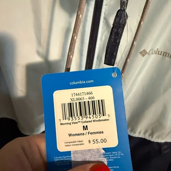 Columbia Women's Windbreaker - Light Blue and Navy - Picture 3 of 5